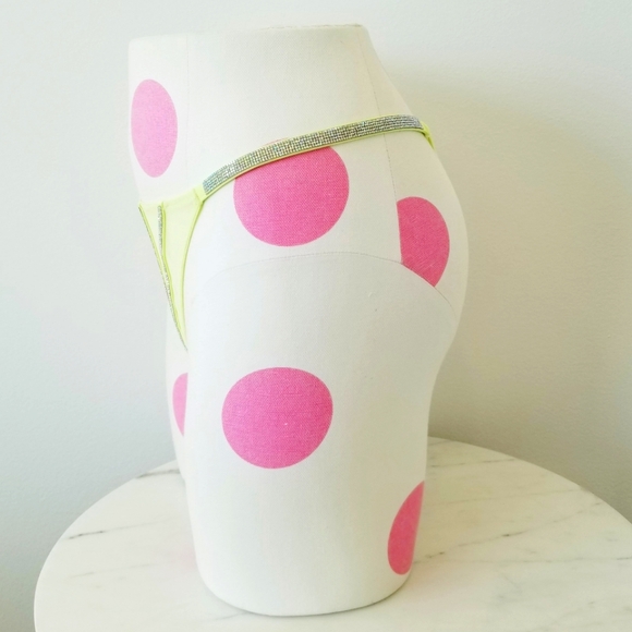 Victoria's Secret Very Sexy Rhinestone Crystal Shine Strap Thong Panty NWT Neon - Picture 6 of 12